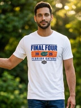 NWOT Unisex White 2025 Final Four Basketball Florida Gators T-Shirt - Size 2XL